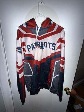 ZOOTOP BEAR New England Patriots 3D Graphic Geometric Hoodie, Size XXL